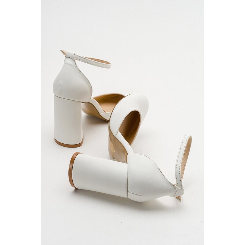 LuviShoes Oslo White Skin Women's Heeled Shoes