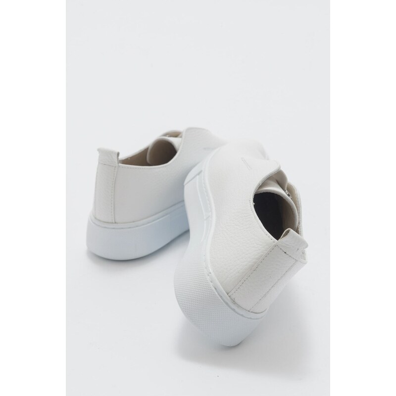 LuviShoes Boom Women's White Leather Sneakers