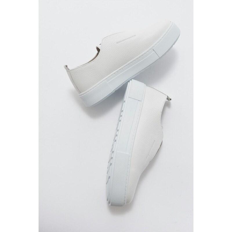 LuviShoes Boom Women's White Leather Sneakers