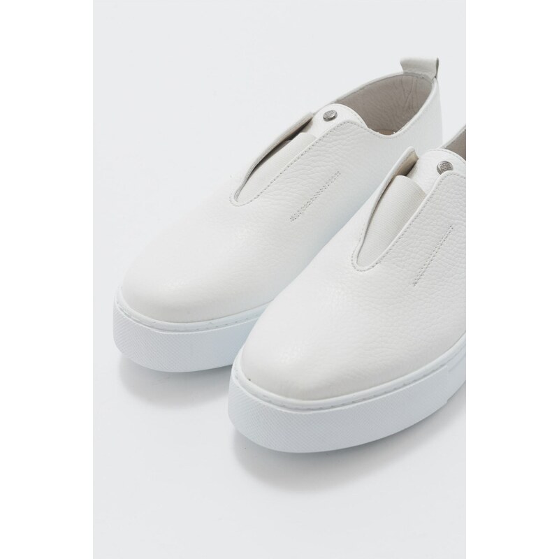 LuviShoes Boom Women's White Leather Sneakers