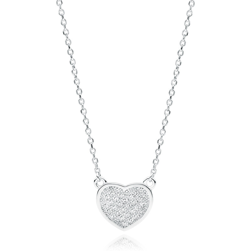 SYLVIENE Stříbrný náhrdelník SRDCE 11x13 mm se Zirkony 89989541