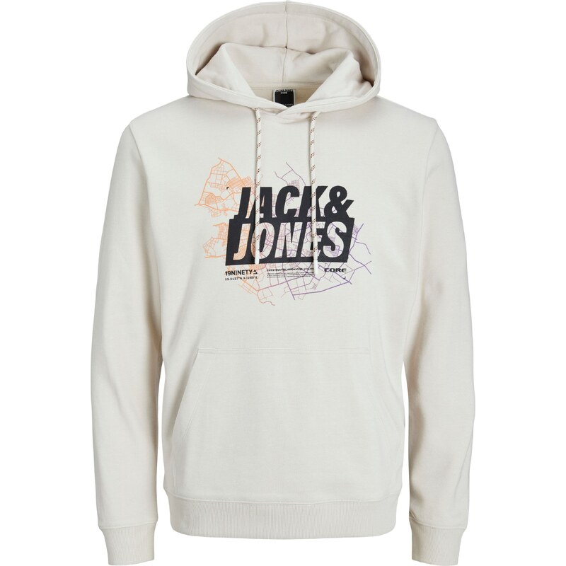 JACK & JONES Mikina JCOMap světle béžová / fialová / oranžová /