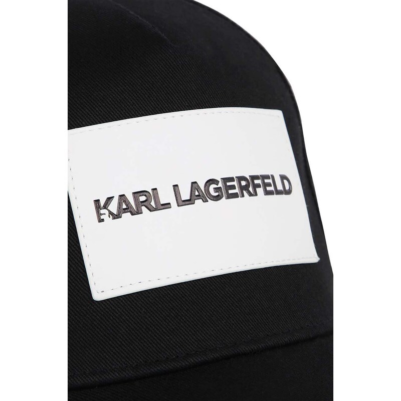 Dětská bavlněná kšiltovka Karl Lagerfeld černá barva, s aplikací