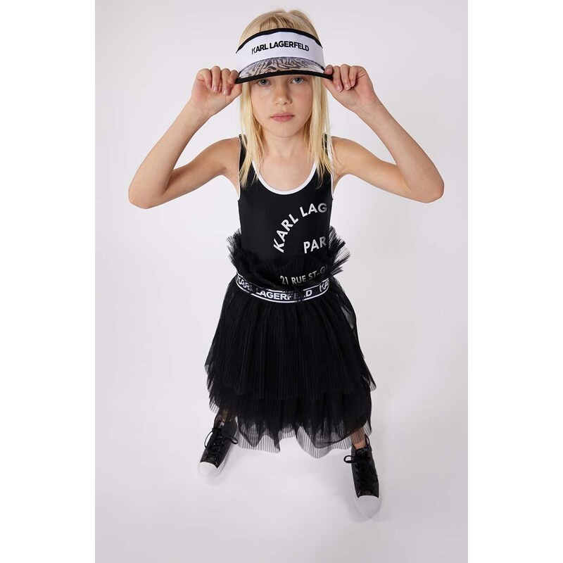 Dětská sukně Karl Lagerfeld černá barva, mini, áčková