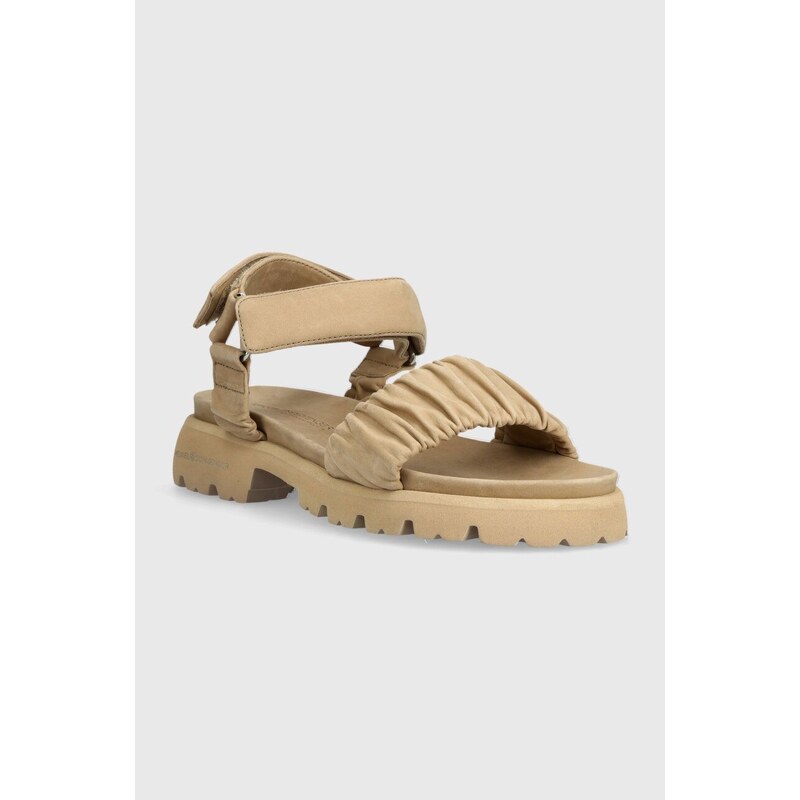 Semišové sandály Kennel & Schmenger Skill S dámské, béžová barva, 31-47250