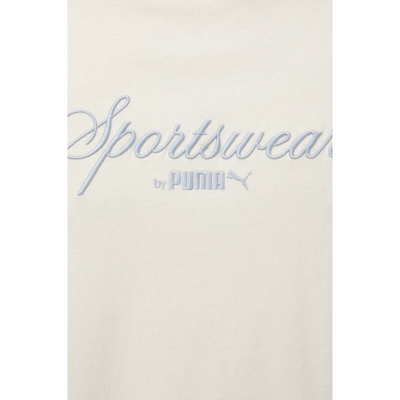 Bavlněné tričko Puma béžová barva, s aplikací, 624272