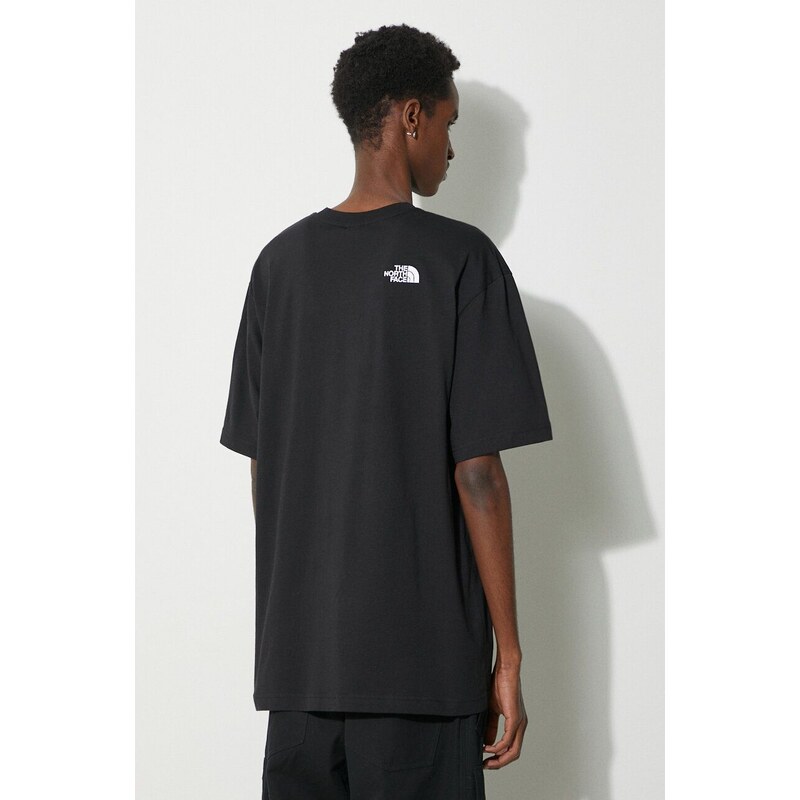 Bavlněné tričko The North Face M S/S Essential Oversize Tee černá barva, s potiskem, NF0A87NRJK31