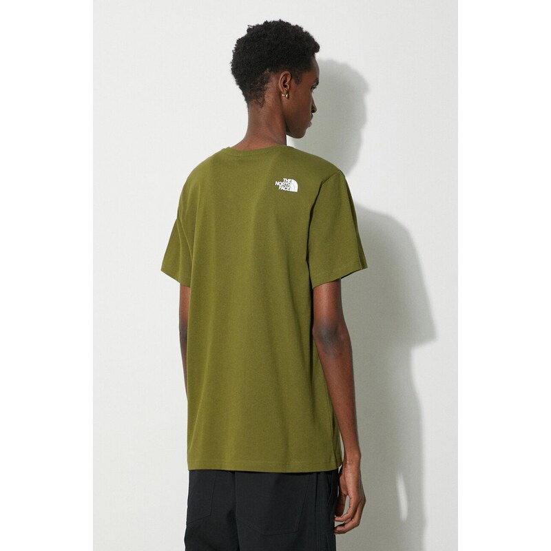 Bavlněné tričko The North Face M Berkeley California Pocket S/S Tee zelená barva, s potiskem, NF0A87U2PIB1