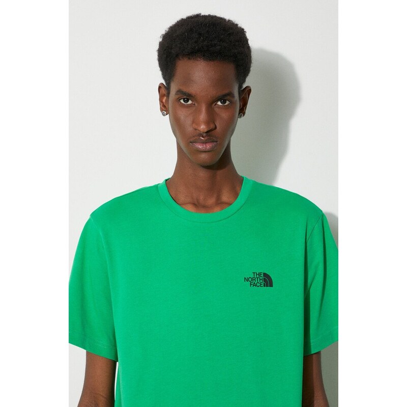 Tričko The North Face M S/S Simple Dome Tee zelená barva, s potiskem, NF0A87NGPO81