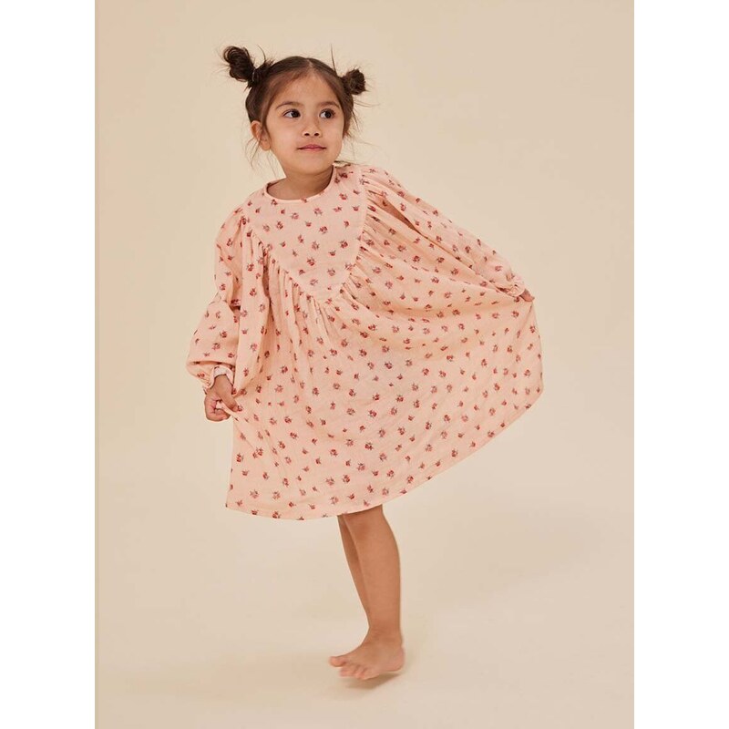 Dětské bavlněné šaty Konges Sløjd růžová barva, mini