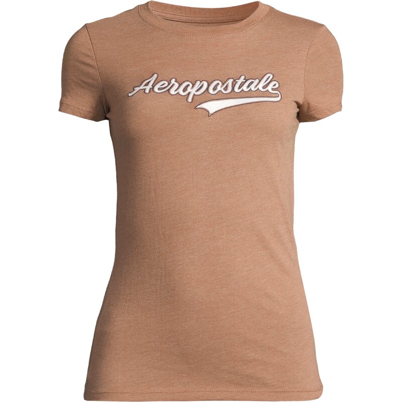 AÉROPOSTALE Tričko JKI SCRIPT TAIL béžový melír / bílá 109496407