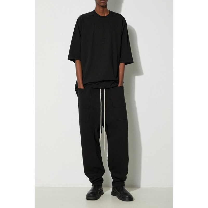 Tepláky Rick Owens Knit Sweat Pants Classic Cargo Drawstring černá barva, hladké, DU01D1370.F.09