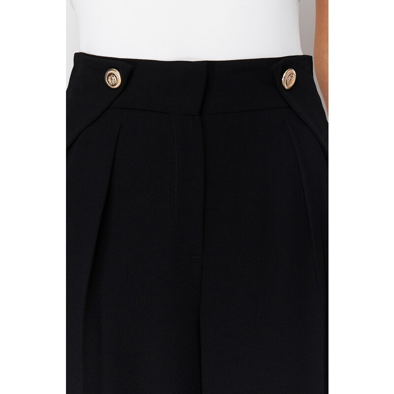 Trendyol Black Wide Leg Buttoned Woven Trousers