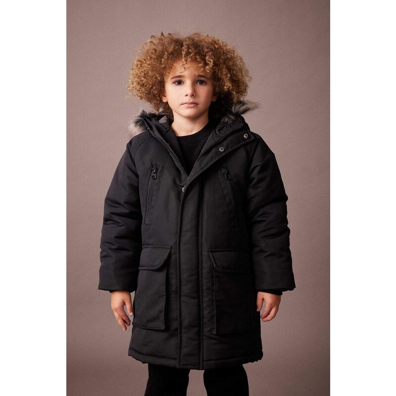 DEFACTO Boy Hooded Plush Lining Jacket