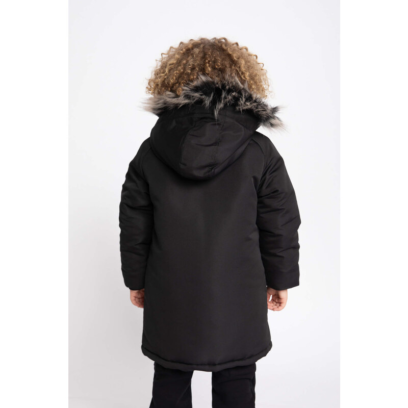 DEFACTO Boy Hooded Plush Lining Jacket