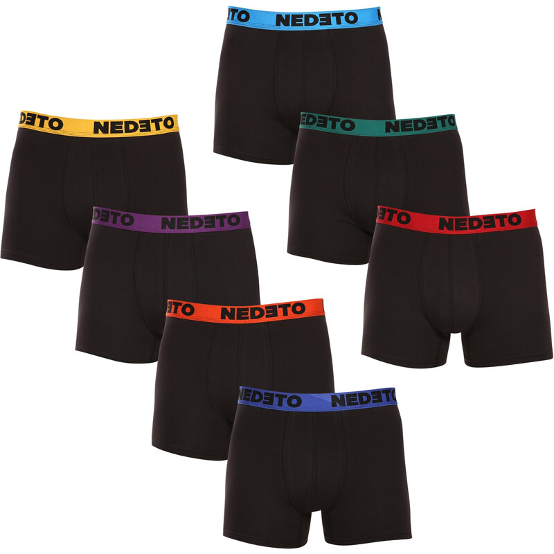 7PACK pánské boxerky Nedeto černé (7NB002b)