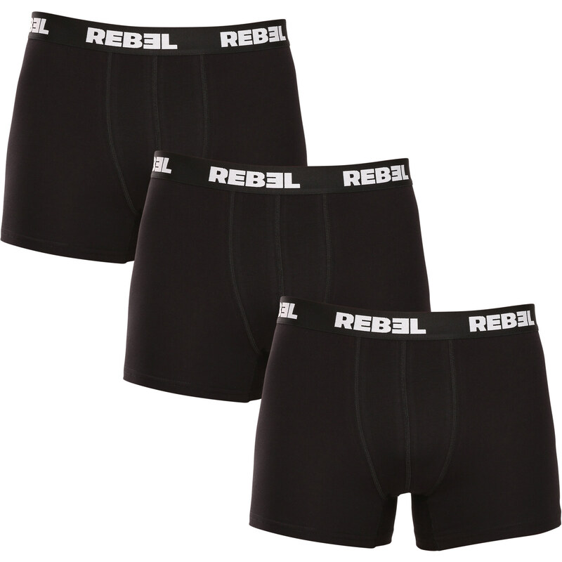 3PACK pánské boxerky Nedeto Rebel černé (3NBR001)