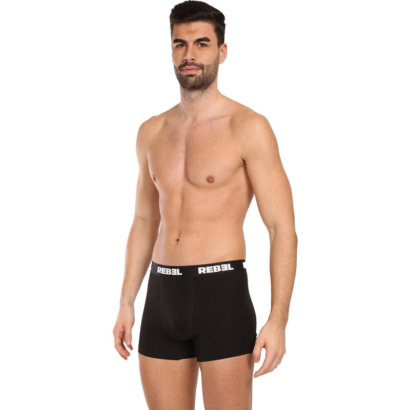 3PACK pánské boxerky Nedeto Rebel černé (3NBR001)