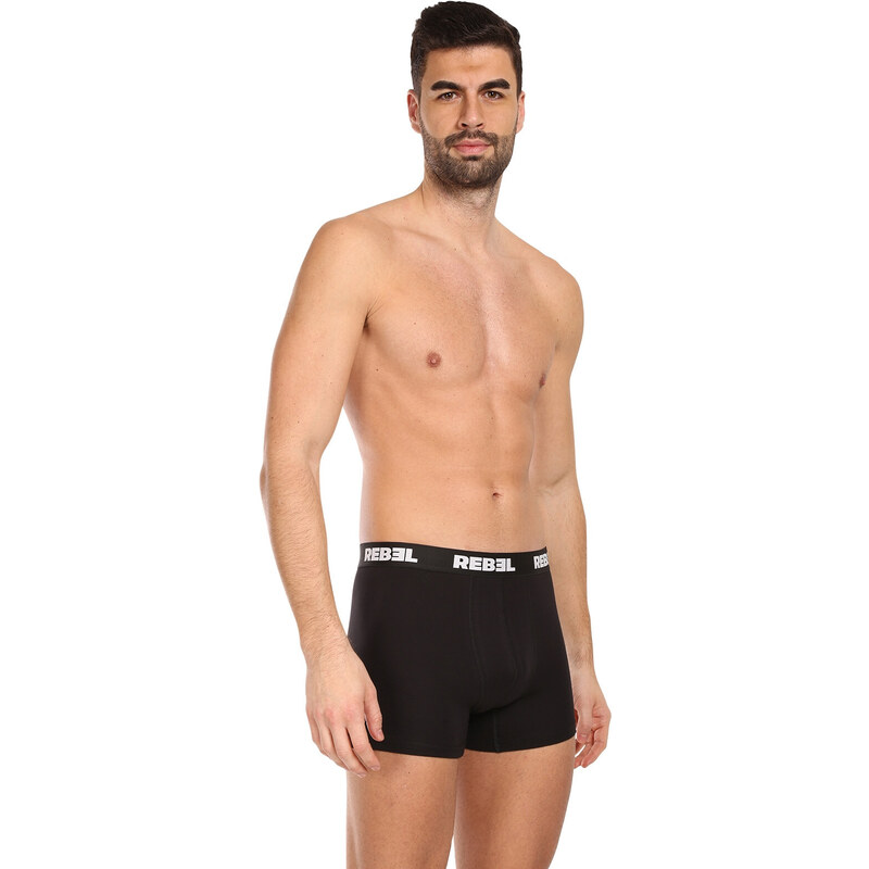 3PACK pánské boxerky Nedeto Rebel černé (3NBR001)