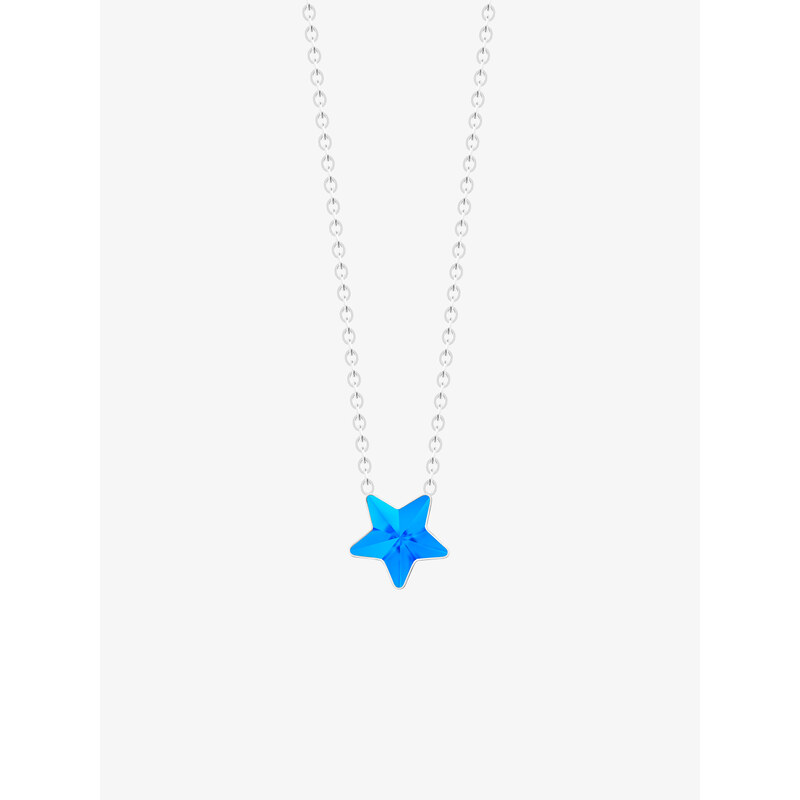 Preciosa náhrdelník z chirurgické oceli Virgo, český křišťál, modrá