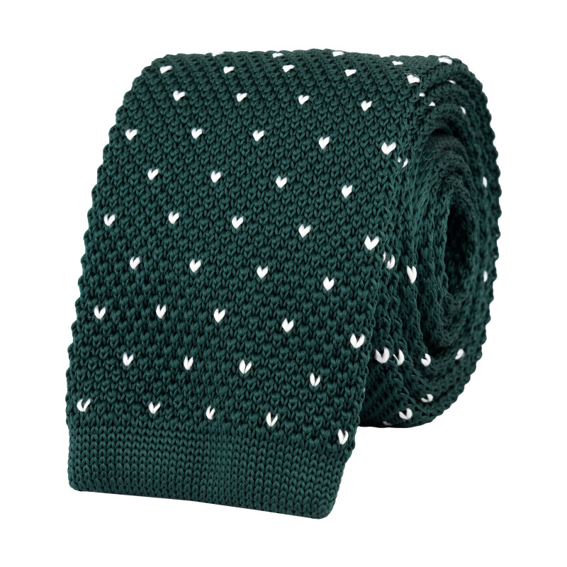 BUBIBUBI Tmavozelená pletená kravata se vzorem