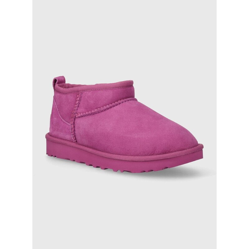 Semišové sněhule UGG Classic Ultra Mini fialová barva, 1116109