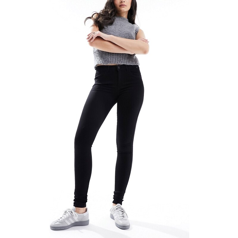 ONLY Royal regular waist skinny jeans in black 91194663