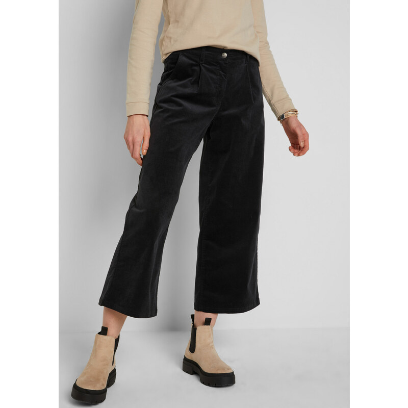 bonprix Široké strečové kalhoty Culotte z manšestru v 7/8 délce, s 62858914