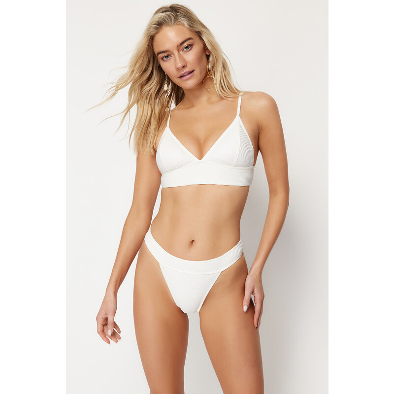 Trendyol Ecru High Leg Regular Core Bikini Bottom