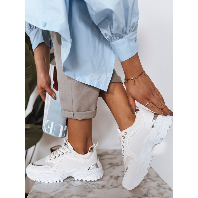 BASIC Bílé sneakersy na platformě LIZZE Bílá