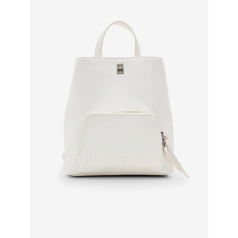 Bílý dámský batoh/kabelka Desigual Half Logo 24 Sumy Mini - Dámské