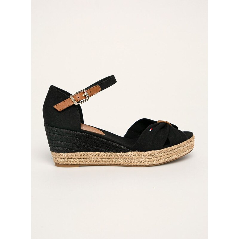 Sandály Tommy Hilfiger BASIC OPENED TOE MID WEDGE černá barva, FW0FW04785