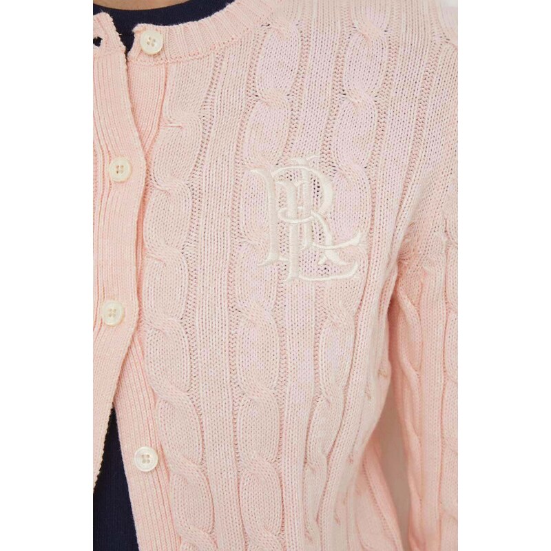 Bavlněný svetr Lauren Ralph Lauren růžová barva
