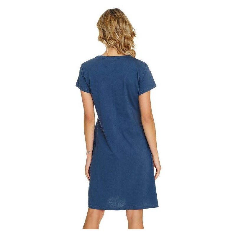 DN Nightwear Těhotenská a kojicí košilka Čtyřlístek tmavě modrá