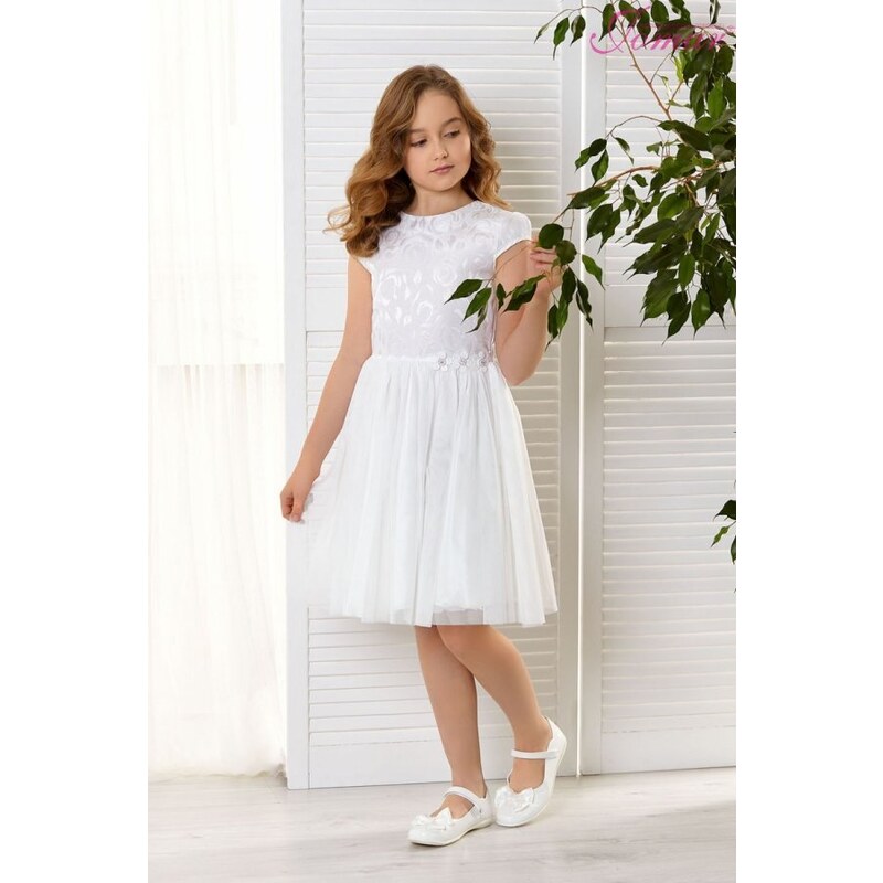 Dívčí šaty s tylem bílé Jomar 899
