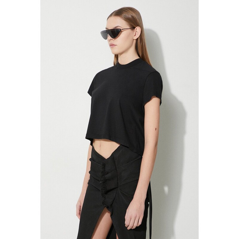 Bavlněné tričko Rick Owens Cropped Small Level T-Shirt černá barva, DS01D1207.RN.09