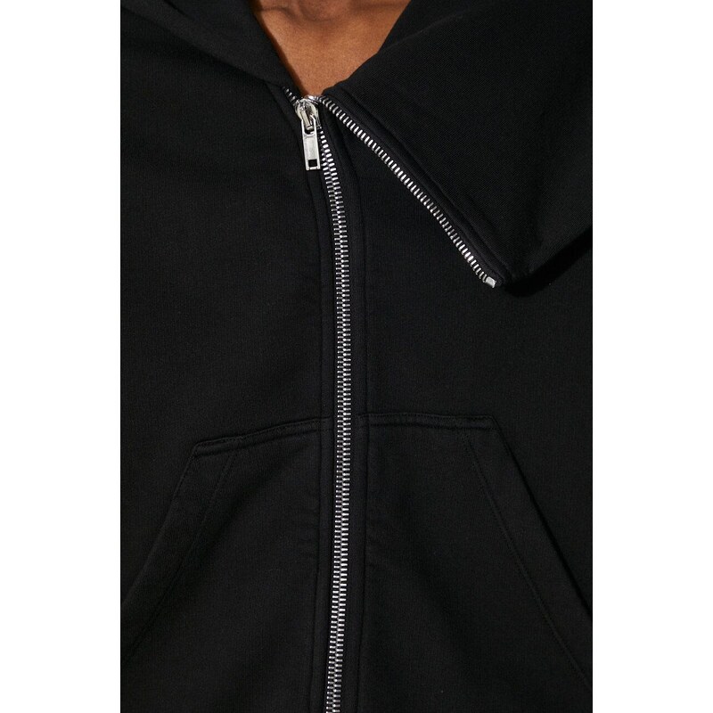 Bavlněná mikina Rick Owens Mountain Hoodie pánská, černá barva, s kapucí, hladká, DU01D1286.F.09