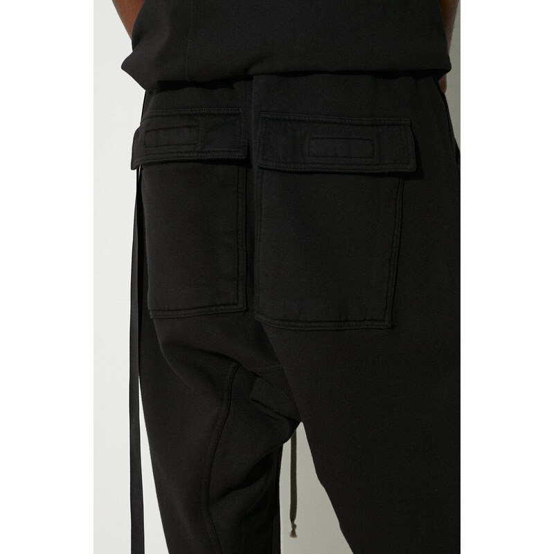 Tepláky Rick Owens Knit Sweat Pants Classic Cargo Drawstring černá barva, hladké, DU01D1370.F.09