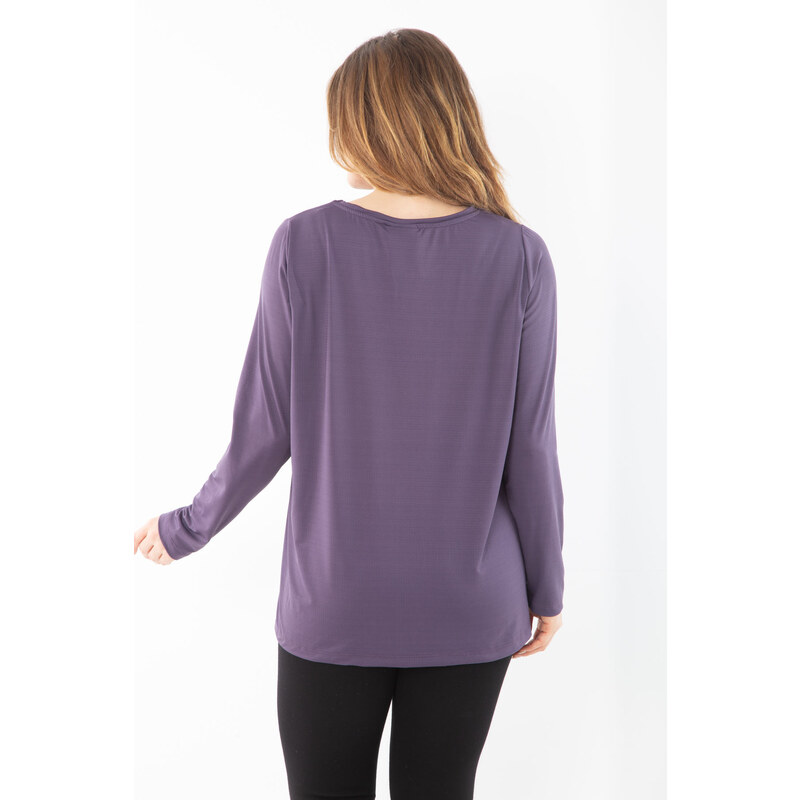 Şans Women's Plus Size Purple Crew Neck Sports Blouse