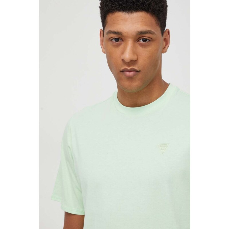 Bavlněné tričko Guess zelená barva, s aplikací, F3GI00 K8HM0