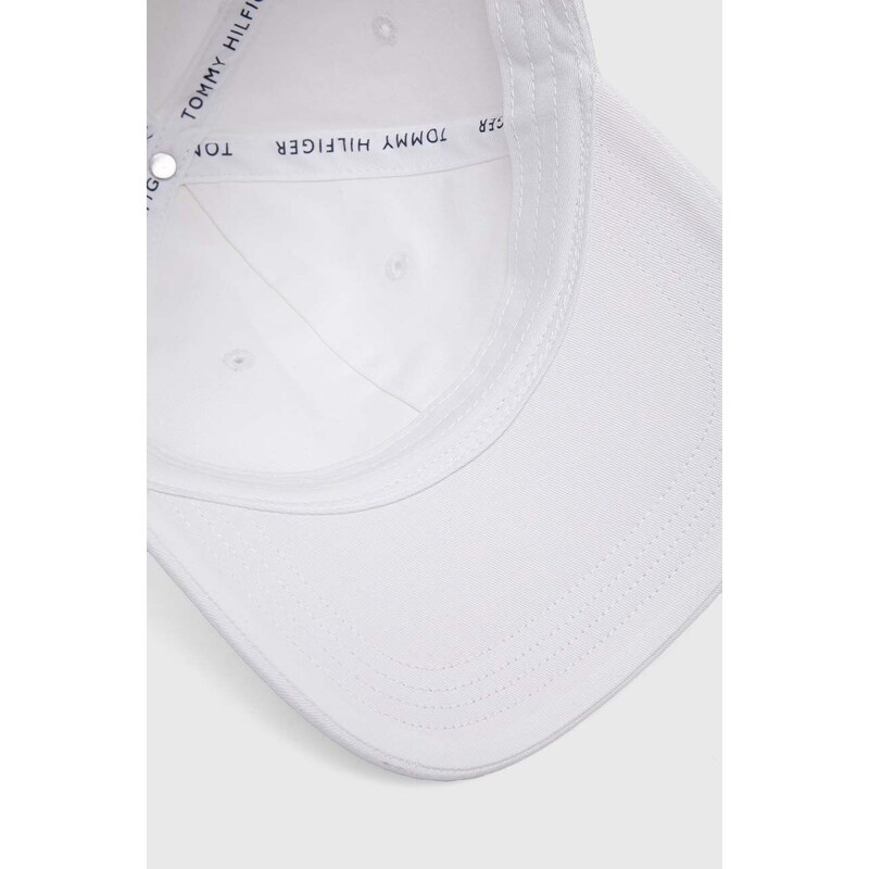 Bavlněná baseballová čepice Tommy Hilfiger bílá barva, s aplikací