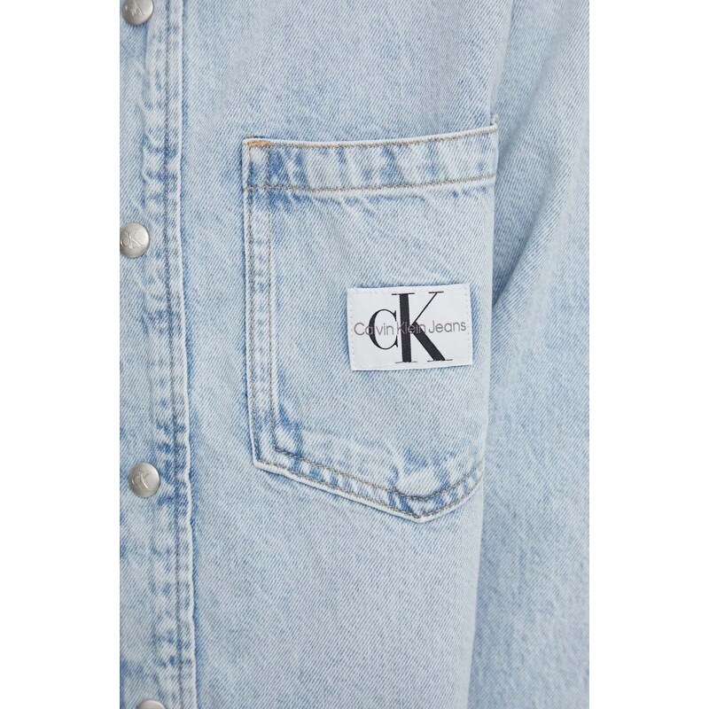 Džínová košile Calvin Klein Jeans dámská, relaxed, s klasickým límcem