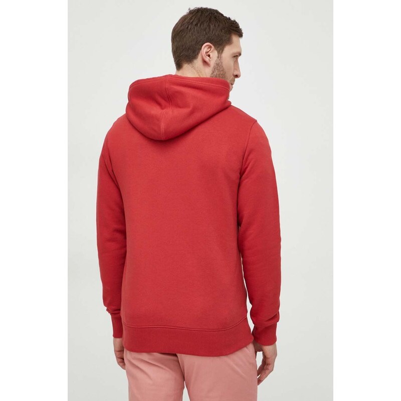 Mikina Calvin Klein Jeans pánská, červená barva, s kapucí, hladká
