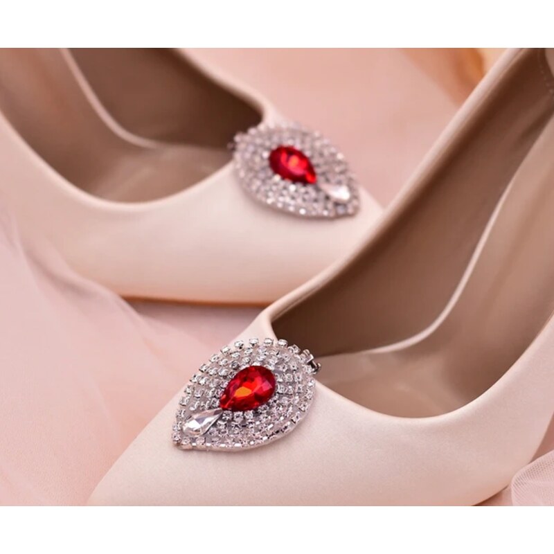 B-TOP Spona na boty s krystaly Červená Kapka