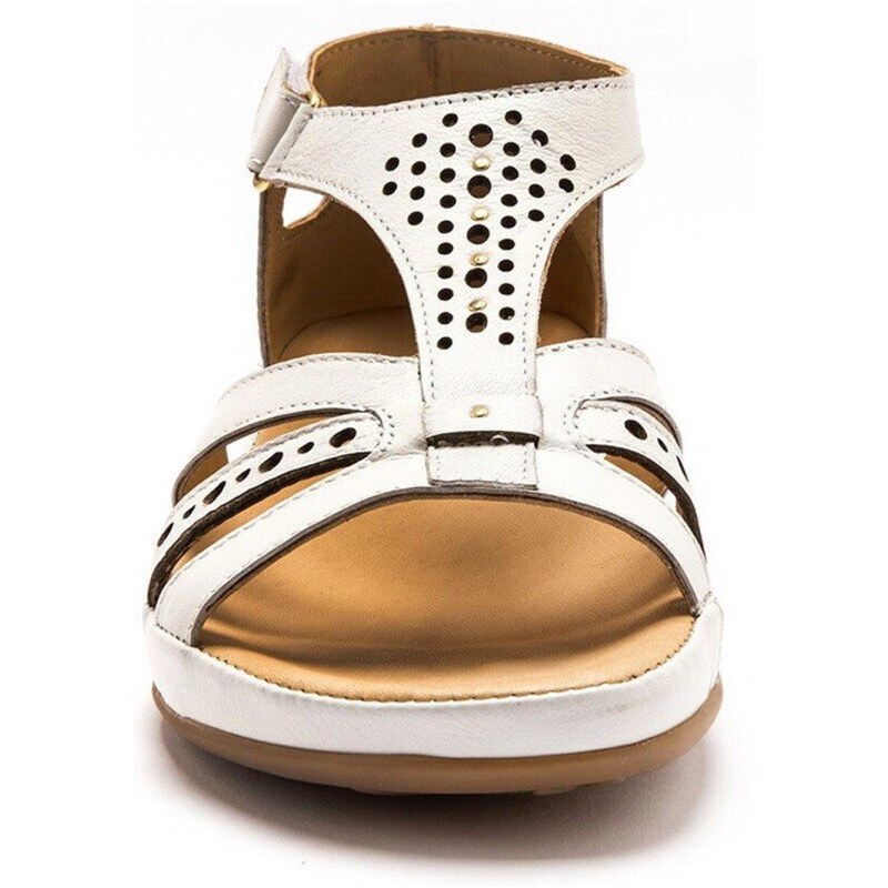 Blancheporte Kožené sandály na suchý zip, extra široké bílá 38