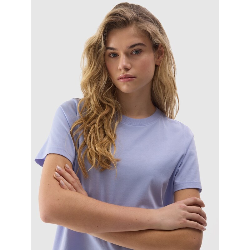 4F Dámské hladké tričko s organickou bavlnou - modré