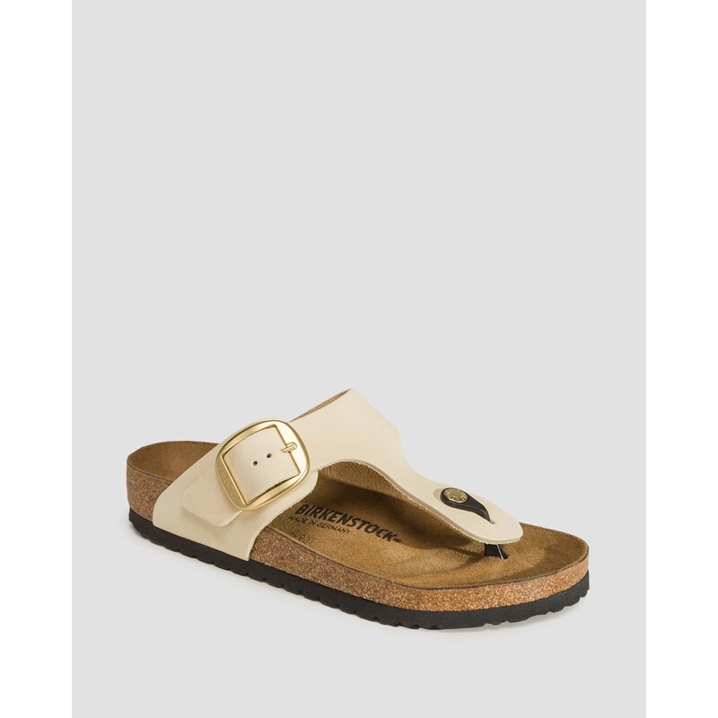 Béžové dámské pantofle Birkenstock Gizeh Big Buckle Nubuck Leather