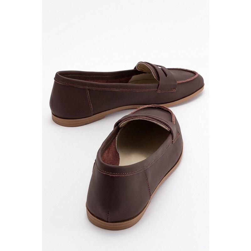 LuviShoes F02 Brown Skin Women's Flats From Genuine Leather.