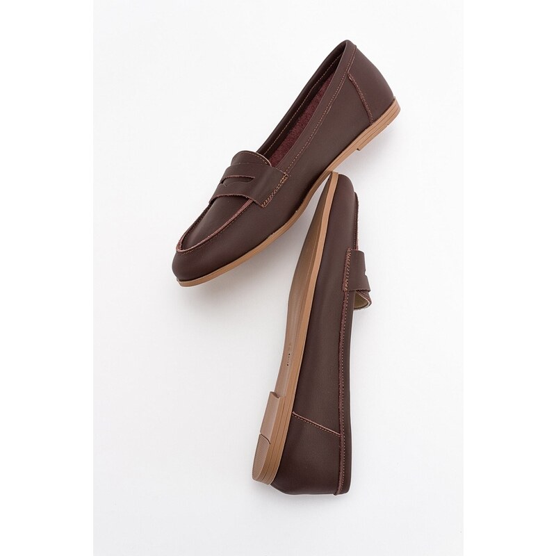 LuviShoes F02 Brown Skin Women's Flats From Genuine Leather.