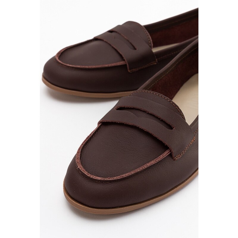 LuviShoes F02 Brown Skin Women's Flats From Genuine Leather.